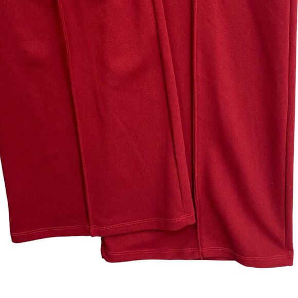 VTG 70s Bell Bottom Pants M Red High Rise Disco Wide Leg Palazzo Retro Leisure - Picture 5 of 12